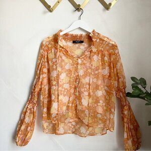 Opt Floral Smocked Sleeve Blouse